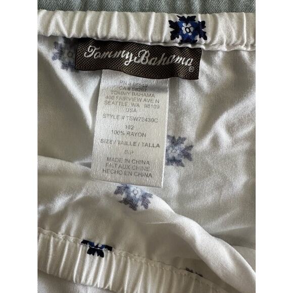 Tommy Bahama Strapless Blouson Tie Waist Paisley Handkerchief Blue White Dress S - Picture 3 of 3